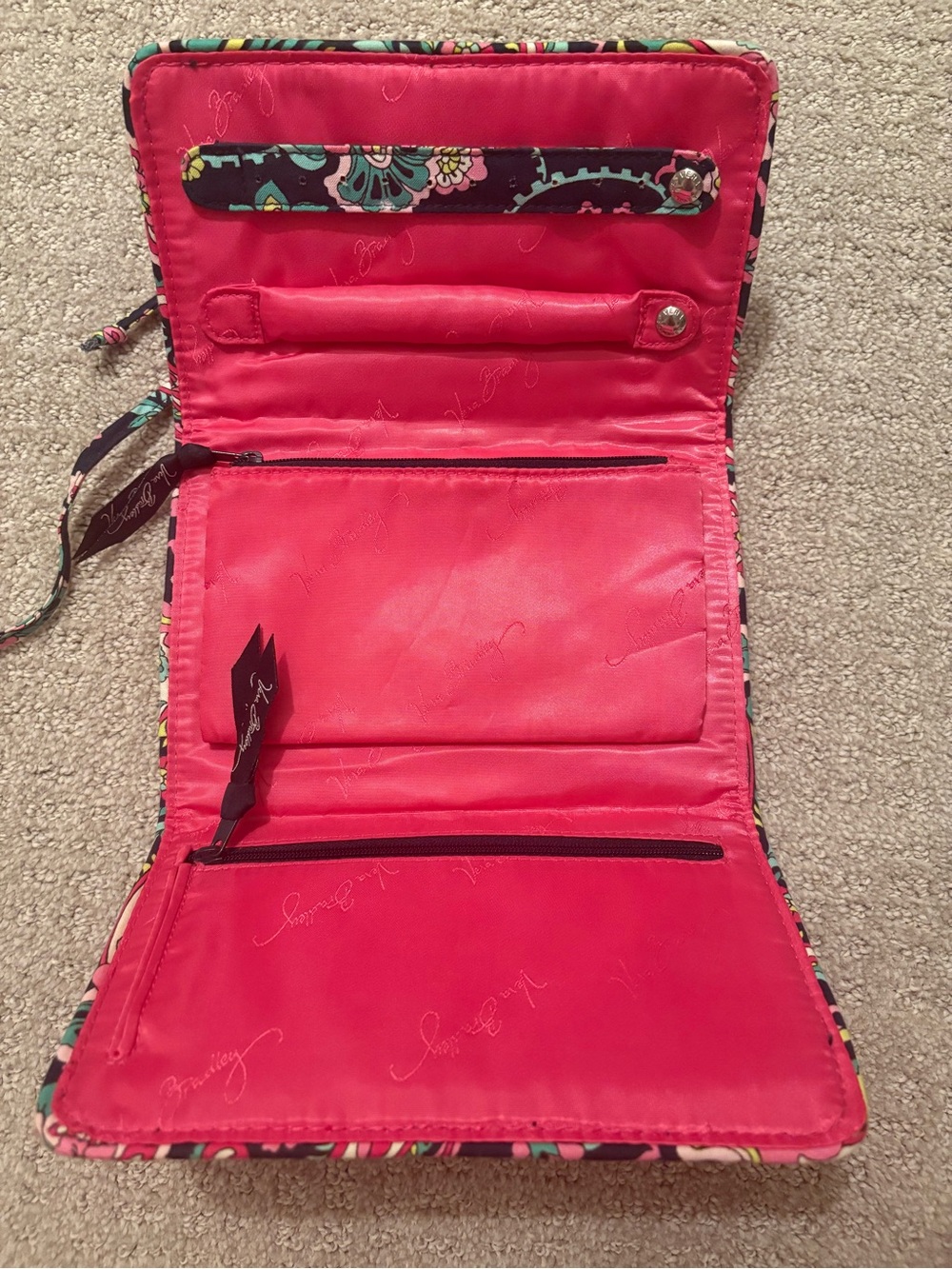 Vera Bradley Floral Quilted Travel Jewelry Foldover Case